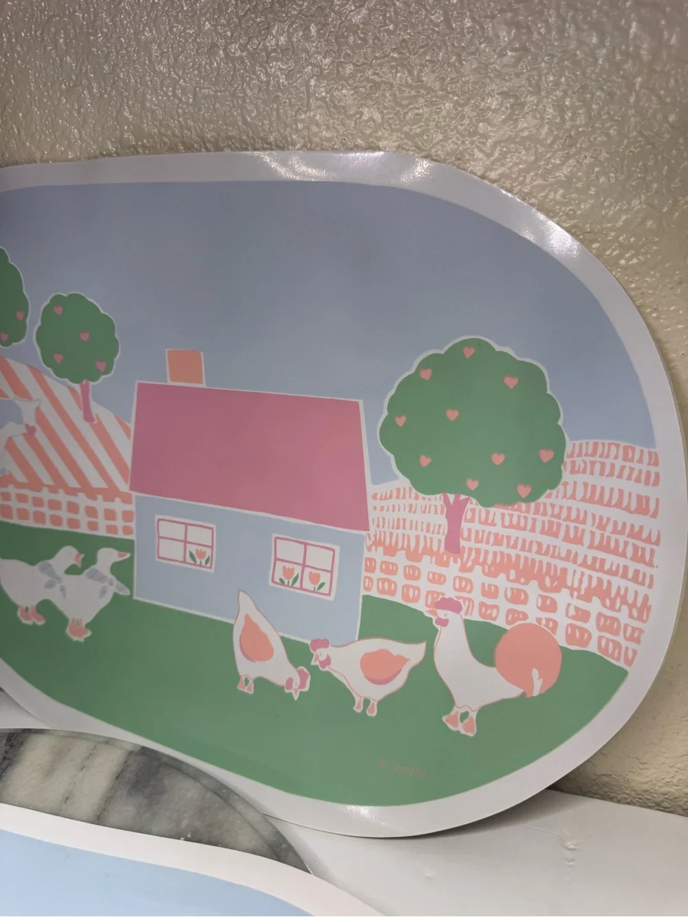 Pastel Farmhouse Wall Decor Plaque - Pink & Green